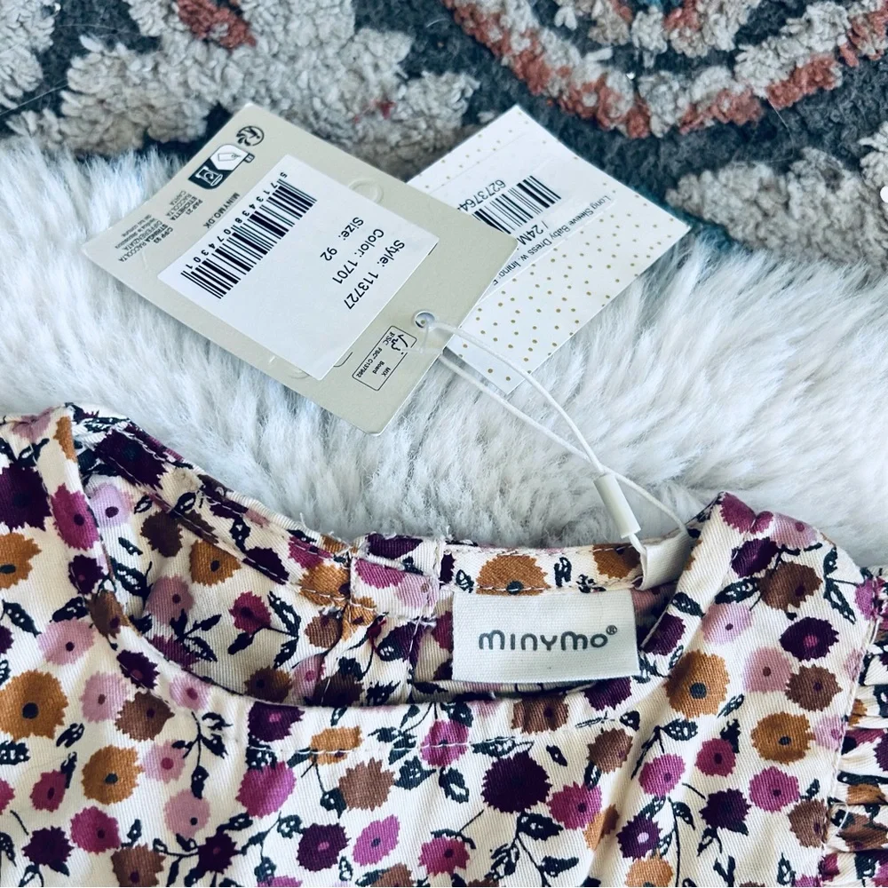 Minymo Floral Long Sleeve Dress - Size 92 (2Y) NWT cupcake baby boutique